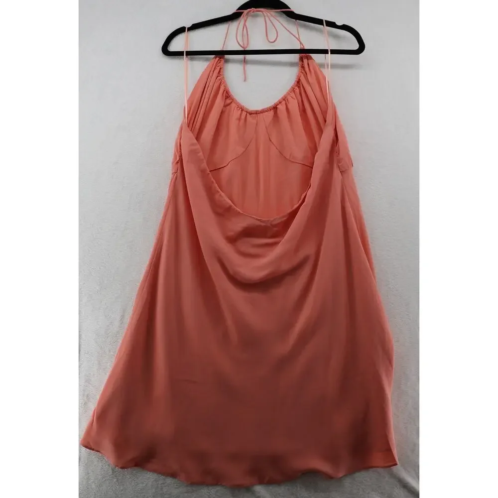 Abercrombie & Fitch Halter Mini Dress Pink Chiffon Open Back XLT Soft Girl